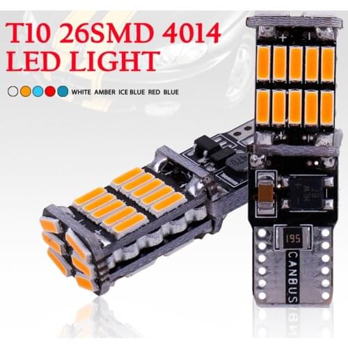 RXZ 10pcs Canbus W5W T10 LED 4014 26SMD 168 T10 LED Bulbs For Car Parking Position Lights,Interior Dome Lights,12V White Amber