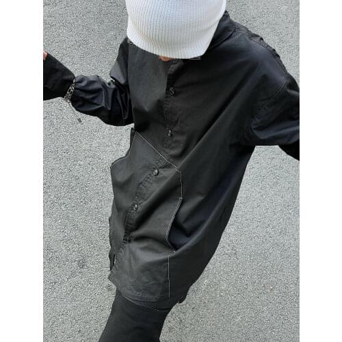 S-6XL 2021 New Men Womens clothing Show Original Open line fold pockets loose and versatile casual Shirt Plus size costumes