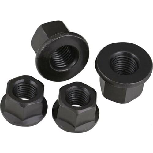 Hex Flange Nuts Grade 4.8 Black 45# Steel Hexagon With Pad Nuts M10 M12 M14 M16 M18 M20 M22 M24 M27 M30