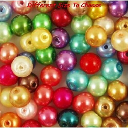Mix size simulated glass Necklace Making fdg3 Acrylic mixed color Rondom loose resin necklace ABS Round Pearl beads crystal