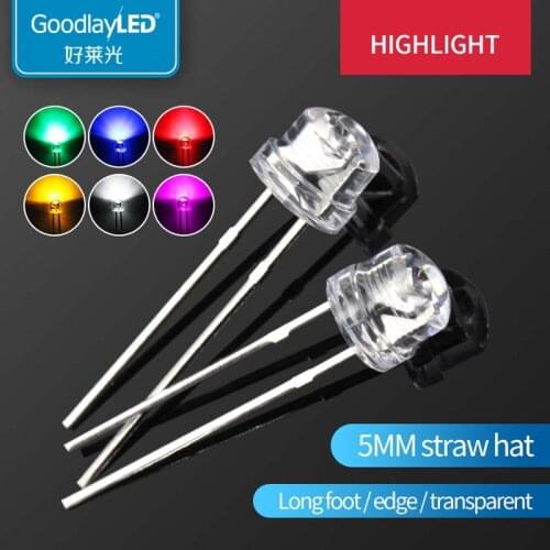 1000PCS 5mm straw hat highlight short leg white red green yellow pink purple LED light-emitting diode