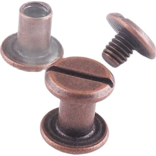 11*10mm Red copper Double Cap Screws Nail Rivet Collision Nail Spike Bag Belt Shoes Garment For DIY Leather craft