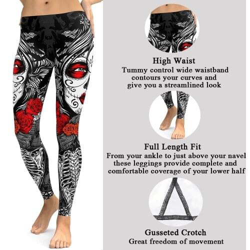 Gossina Ornamental Doll Women Yoga Leggings Sexy Push Up Girl Leggings Long Pants Skeleton Black Sportswear 2021 Gym Clothing