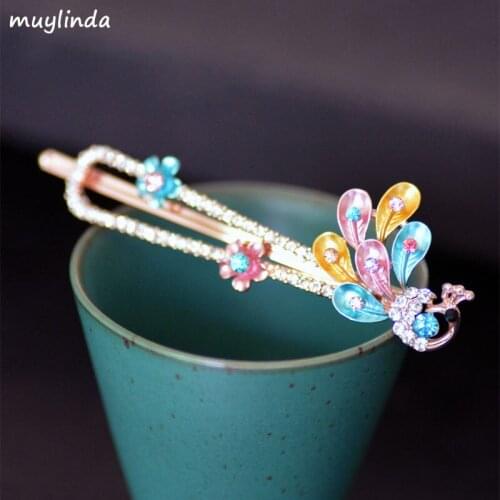 Retro Enamel Hairpins Painted Peacock Hair Clip Fashion Jewelry Hairgrips Bobby Pins For Women Hair Accessories