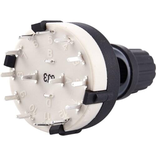 1 pcs black plastic 2 knife 6-band band rotary switch can be adjusted gear shaft length 2cm 4.4 * 2.6 * 2.6cm