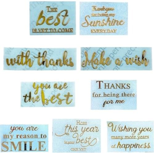 10 Sheets English Letters Blessing Words Metal Stickers Epoxy Resin Mold Fillings DIY Crafts Jewelry Making Material Filler Deco