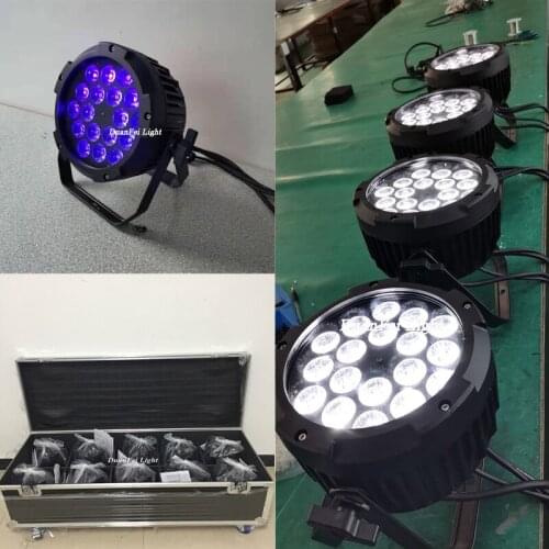 10pcs+flycase) Dj RGBWA UV Par LED Wash Lyre LED Par Can 18*18w 6in1 LED SPot Par Light Ip65