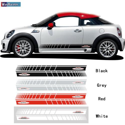 2 Pcs Car Door Side Stripes Skirt Sticker Decal For MINI Cooper R56 F56 F55 R50 R53 R58 Coupe R57 R59 Roadster JCW Accessories