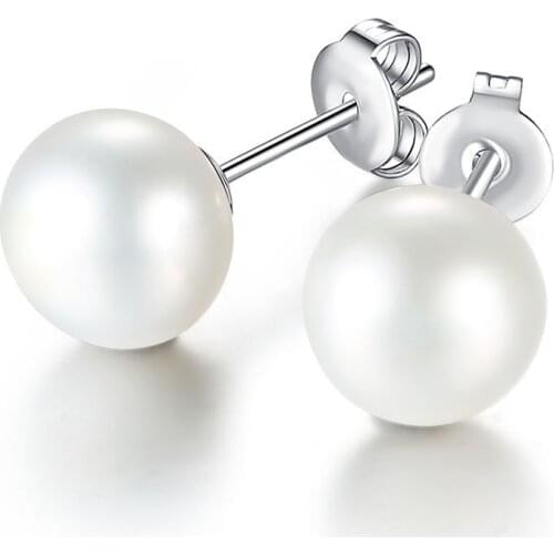 2pcs / bag Natural Freshwater Pearl Earrings Hoe-shaped Pendant Copper Pin White Gold Plating Ladies Jewelry Holiday Gift