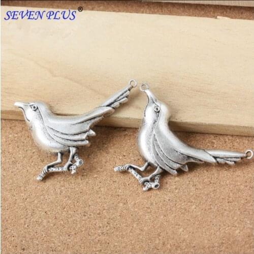 20 Pieces/Lot 39mm*55mm Antique Silver Plated Animals Birds Charms