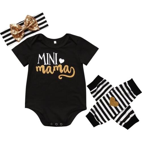3Pcs Newborn Baby Girls Clothes Jumpsuit Bodysuit+Leg warmers+Headband Sets Kids Girls Cotton Summer Clothes Outfits