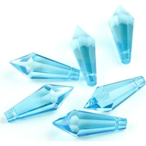 38mm Icicle Prism Drop 100pcs/Lot Aquamarine Color Wedding Centerpieces Decor DIY Garland Lighting Accessories