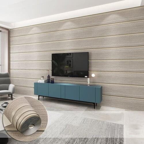 3D Wallpaper Modern Stripe Wooden Board Texture Wall Paper Roll Living Room TV Sofa Bedroom Home Decor Non-Woven Flocking Tapety