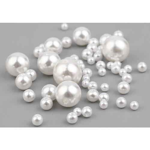 4mm-16mm Handmade Acrylic Beads Round Ball White Imitation Pearl Loose Spacer Beads DIY Making Necklace Bracelets Women Jewelry
