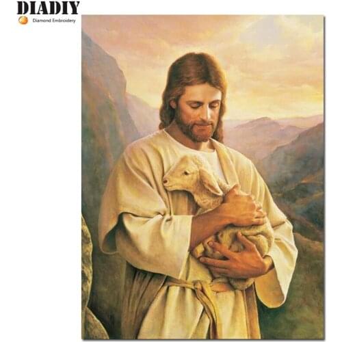 5D DIY Diamond Painting Religion Jesus Sheep Full Square&round Rhinestone Sets Diamond Embroidery Cross-Stitch home decor