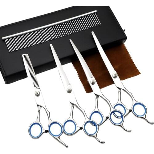 7 Inches Dog Grooming Barber Supplies Shear Hairdresser Hair Cutting Scissors Set Pet Scissor Kit