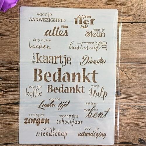 A4 English inspirational blessings wall stencil, scrapbook, embossing album, decorative, paper card template drawing stencils