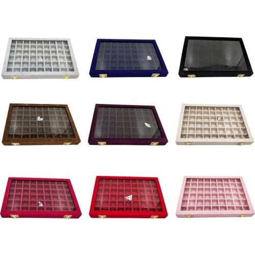 Velvet Stackable Jewelry Organizer Trays with Clear Glass Lid for Women Girls Jewelry Accessories