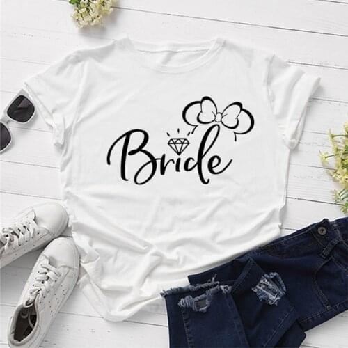 Bride Squad Bachelorette Party Tshirt Fashion Graphic Women Shirts Cotton Clothes Short Sleeve Tees Casual O Neck Female Tshirts