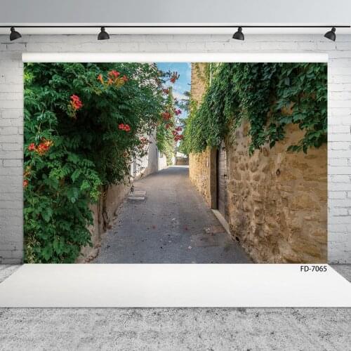 Vintage Brick House Village Alley Photo Backgrounds Customized Backdrops for Baby Children Portrait Photoshoot Photography Props