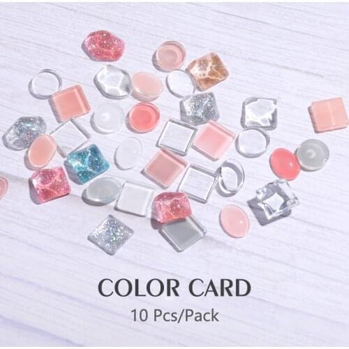 10 Pcs Gel Nail Polish Color Label Transparent Round Square Oval UV Gel Nail Colors Display DIY Nail Art Decoration