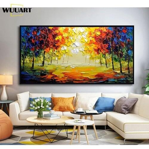 3D Knife Tree Paintings Abstract Oil Painting Wall Art Home Decor Picture Modern Hand Painted Oil Painting On Canvas Unframe