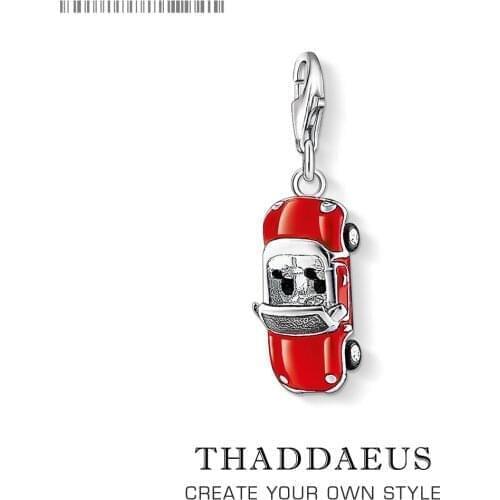 Red Enamel Sports Car Charm Pendant,2020 Autumn Brand New Sterling Silver 925 Free Shipping Gift Fit Bracelet Bangles