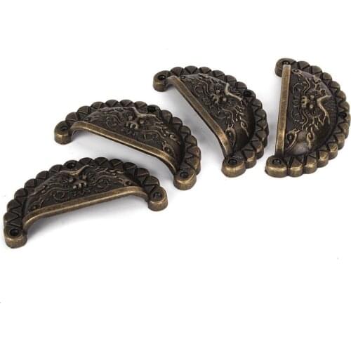 M Size Vintage Bronze Zinc Alloy Decorative Door Drawer Pull Handle Knob Pack Of 4