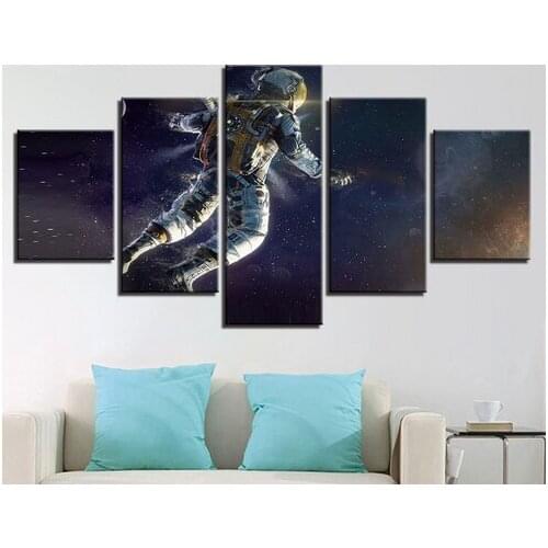 Modular Canvas Home Decor Pictures Wall Art Framework 5 Pieces Astronaut Paintings Living Room HD Prints Vintage Abstract Poster