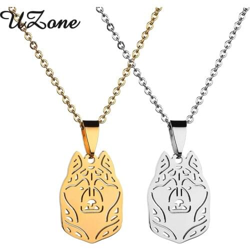 UZone Novelty Cute Hollow Dog Head Necklace Stainless Steel Pet Dog Pendant For Animal Lovers Gift