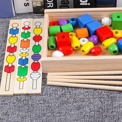 Baby Teaching Aid Color Shape Cognitive Hand-Eye Coordination Toy Child Educational Beaded Puzzle Box Toys