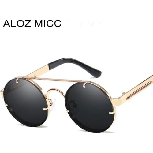 ALOZ MICC High Quality Metal Fashion Steampunk Sunglasses For Women Round Mirror Men Brand Designer Sunglasses UV400 Q29