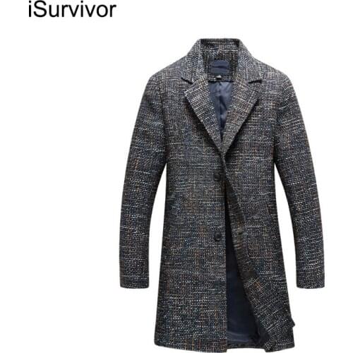 ISurvivor 2021 Autumn Mens Casual Youth Windbreaker Mid-Length White Woolen Coat Men