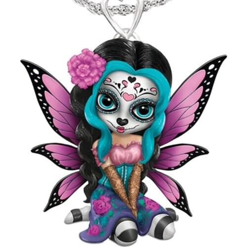 Gothic Girl Necklace Resin Angel Necklace Cute Fairy Jewellery Jewelry for Women Trending Aesthetic Accessories Indie Jewelry