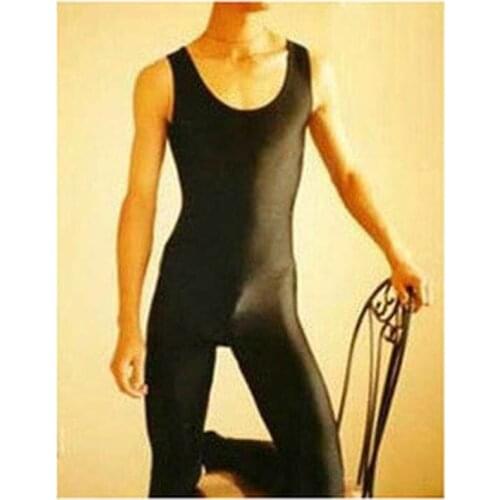 Sexy Mens Tight-fitting O-neck Sleeveless High Elasticity Vest Corset Bodysuit