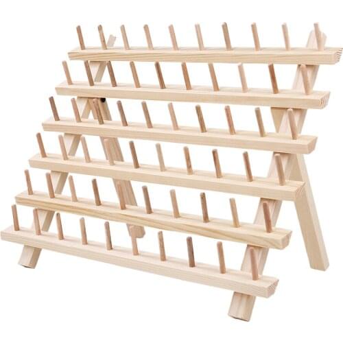 Sewing Thread Spool Storage Box Folding Frame Yarn Holder Wooden Organizer Wood Home Embroidery Stand Knitting Multiple Size