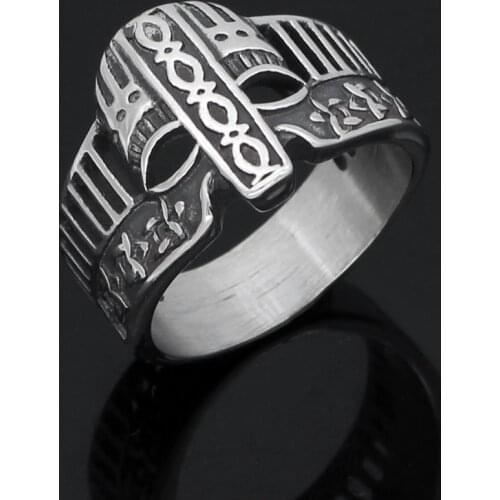 Nordic Stainless stee; viking helmet amulet ring with viking gift bag