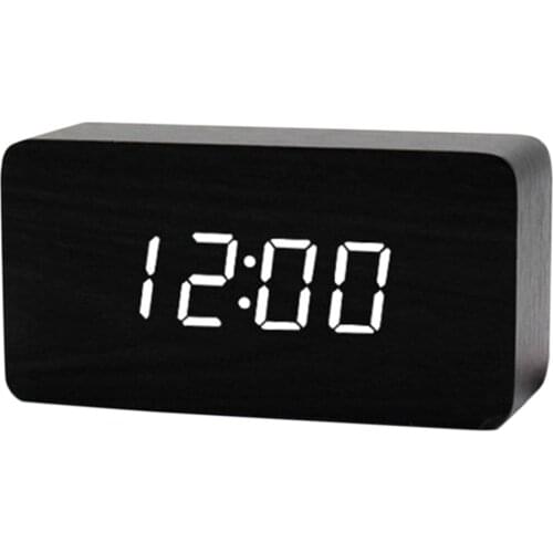 SALE Wood Digital Alarm Clock Table Clock 12/24H LED Horloge Time/Date/Temperature Display, Snooze, Sound Control Electric Clock
