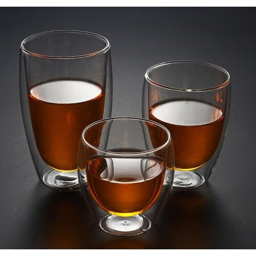 Heat-resistant Double Wall Glass Cup Coffee Cup Set Handmade Creative Beer Mug Tea Mugs Transparent Drinkware Multiple Capacity