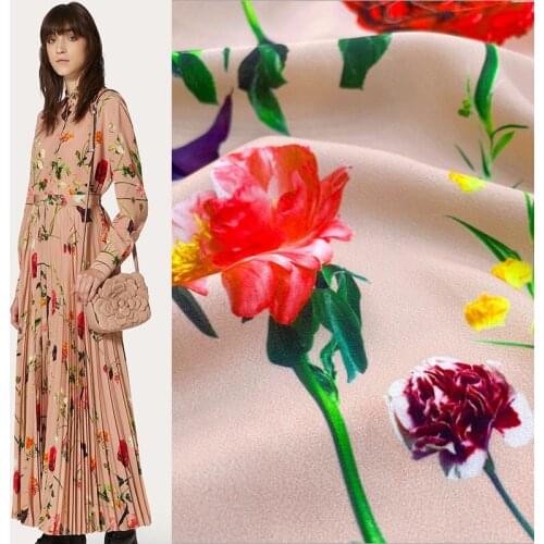 Flowers and plants digital printing filament habijabi fabric for summer dress ткань хлопок tissu telas sewing tela tecido ткани