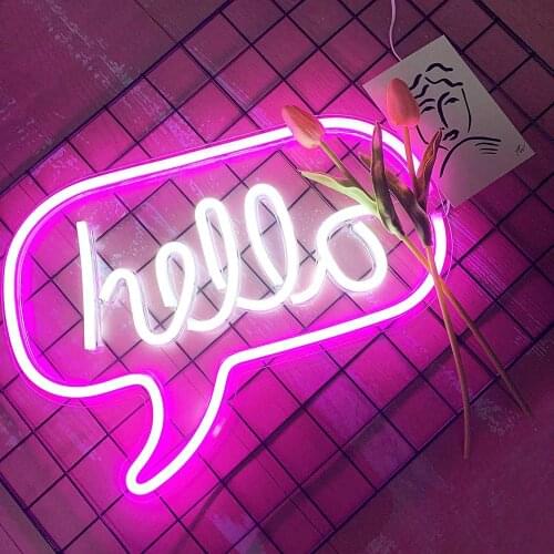 Sign Holiday Decor Xmas Art Bedroom Game Decoration Wall For Hello Room Light Neon Alien Neon Hello Backboard Modeling Light