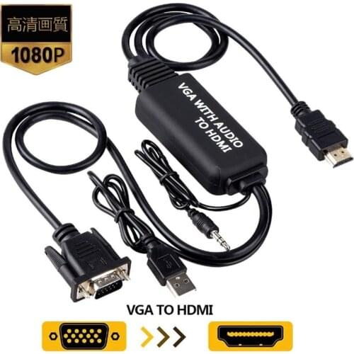 1.8m VGA to HDMI Conversion Cable With Audio Cable and Power Adapter Cable VGA to HDMI Cable