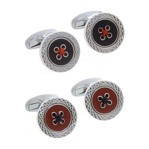 10pairs/lot Vintage Handmade Button Shape Cufflinks Simple Fashion Round Enamel Cuff Links Copper Made Mens Jewelry Wholesale