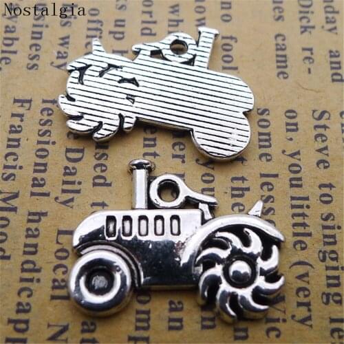 10PcsTractor Charms Antique Silver Plated Pendants Fashion Jewelry Charm Pendant Bracelets Necklace Jewelry Making Craft DIY