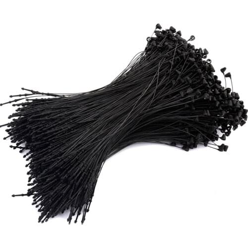 1000 pieces 5 inches black hang tag loop garment tags loop lock snap plastic fastener loop for clothes tags