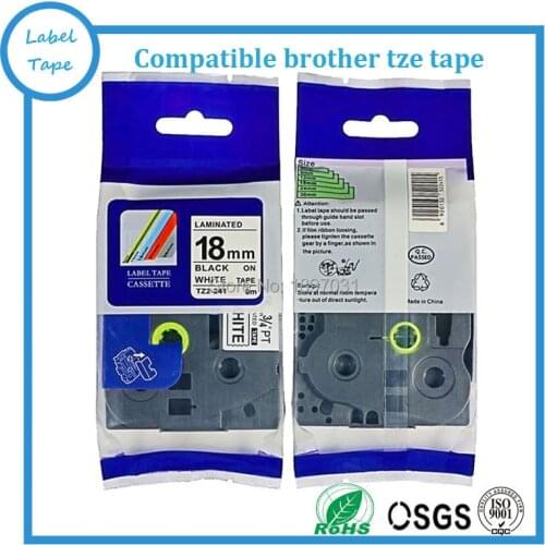 20pc/lot Compatible brother label tape tz tape 18mm Tze241 tz241 tze 241 Tze-241 tze641 P-touch label printer Ribbon label maker