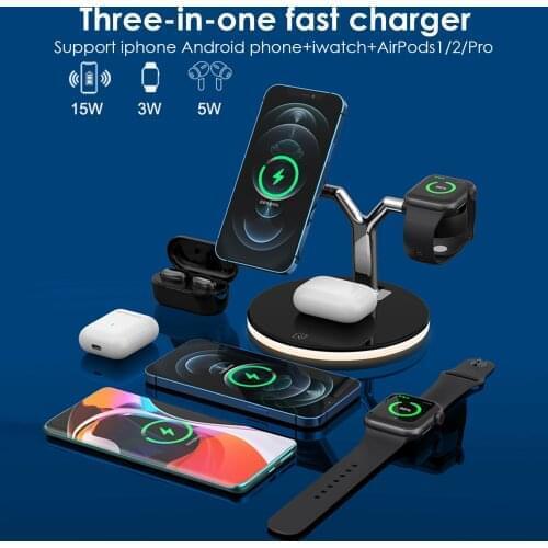 3 In 1 Magnetic Wireless Charger Qi Certified Charger Is Suitable For IPhone 11 Android Phones, Fast Wireless Charging Of AirPod