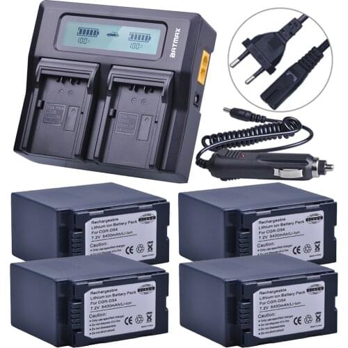 CGR-D54 CGR D54 D54S 4PCS Rechargeable Battery +LCD Rapid Dual Charger for Panasonic CGA-D54S Battery CGA-D220, CGA-D320 CGA-D54