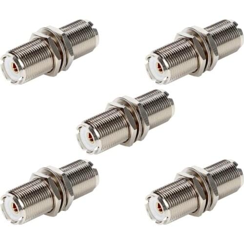 5pcs/lot UHF SO239 Female To Female Jack Nut Bulkhead Panel Mount Adapter Connector Straight F/F Connectors