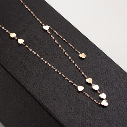 Free Shipping Nine Small Hearts Gold Color / Silver Color / Rose Gold Color Stainless Steel Necklace